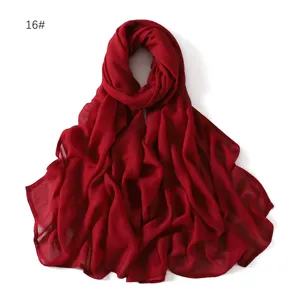 Solid color modal scarf lightweight breathable hijab shawl for women daily wear wine red style