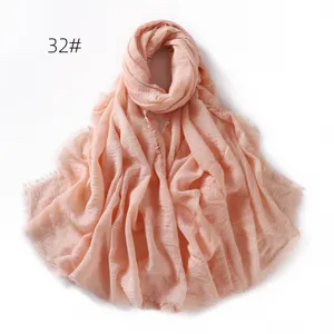 Solid color cotton linen breathable scarf shawl for women, lightweight summer sun protection wrap.