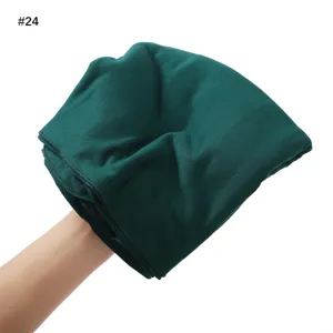 Solid color dark green cotton jersey modal scarf turban headscarf detail view.