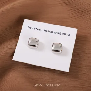 Zilveren vierkante magnetische hijab spelden set, sjaal magneten voor dames accessoires.