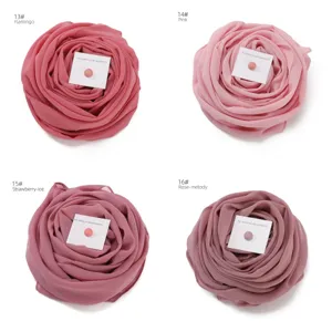 Einfarbiges Chiffon-Damen-Kopftuch-Set mit starken Magnetnadeln in rosa und rosenroten Tönen