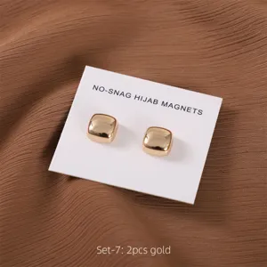 Vierkante Gouden Hijab Magneten Set van 2 Stuks Sjaal Speld Magnetische Broche Dames
