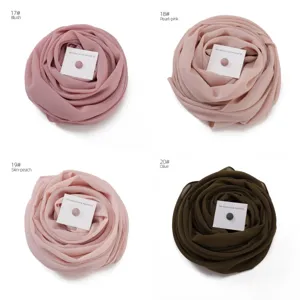 Damen Chiffon Hijab Schal mit Magnet Nadel Einfarbig Kopfbedeckung Muslimischer Schal