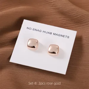 Roségouden vierkante hijab magneten, 2 stuks sterke magnetische spelden voor sjaals en omslagdoeken.