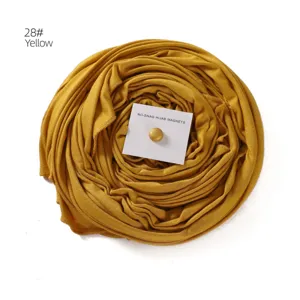 Yellow mercerized cotton hijab scarf set with magnetic pin for women fashion daily wear