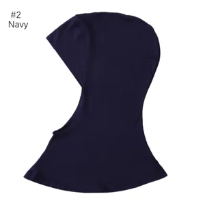 Modal solid color hijab under cap navy blue, stretchy comfortable Muslim headscarf inner.