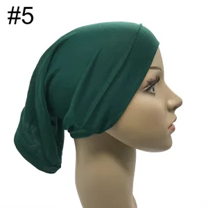 Einfarbig grüne Modal Schlupfmütze hijab Basis Kopftuch elastische atmungsaktive Kopfbedeckung