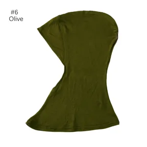 Olive green modal high elasticity hijab cap, soft breathable daily solid color headscarf.