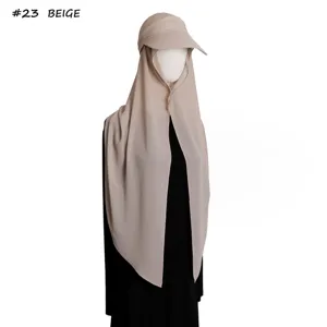 New two-piece chiffon hood and sun visor hat set with magnetic buckle in beige color.