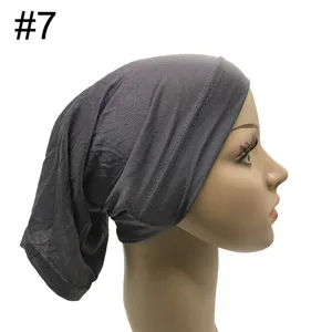 Dunkelgraue Modal Unterziehkappe Hijab Schlauchtuch elastische Baumwollhaube für tägliches Tragen