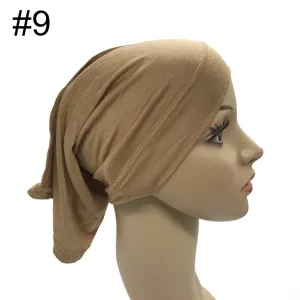 Modaler unterzieh hijab tuch cap für damen, elastische einfarbige bonnet seitenansicht.