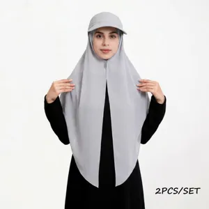 Women's Chiffon Hood Scarf And Empty Top Sun Hat Set Solid Color Sun Protection Multi-Function Outdoor Accessories