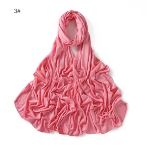 Solid color modal long scarf hijab jersey soft comfortable head wrap pink daily wear