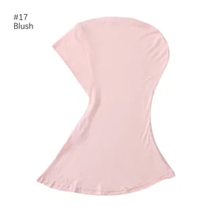 Solid color modal hijab under cap in blush pink, soft stretch head cover for daily wear.
