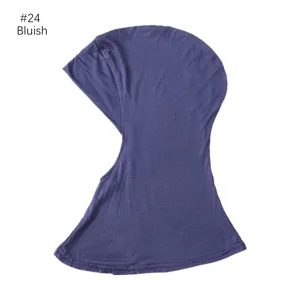 Modal hijab cap detail view, blue stretchy fabric, comfortable inner scarf design