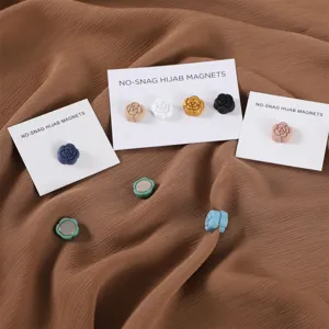 Camellia bloem magnetische hijab speldjes set, antislip kledingbroches sjaalclips.