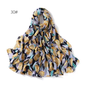 Floral chiffon scarf for women, stylish sun protection shawl and daily fashion accessory.