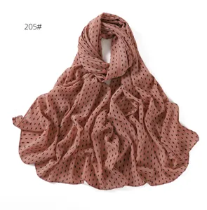 Women Chiffon Scarf Pink Rhombus Print Long Hijab Muslim Fashion Headwrap Daily Wear Style