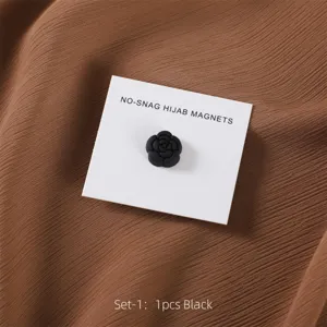 Zwarte camelia hijab magneet broche sterke magnetische speld voor sjaal kraag decoratie