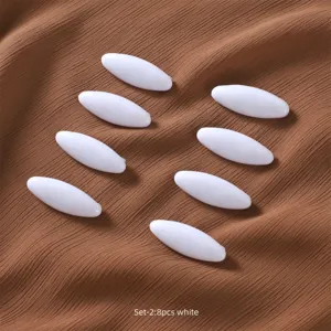 White plastic anti-glare collar pins and scarf buckles 8 pieces set detailed view display