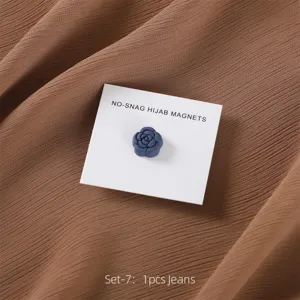Blauwe camelia magnetische hijab speld set, elegante hijab magneet broche voor vrouwen.