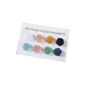 Kleurrijke camelia hijab magneten set sterke magnetische pinnen anti-snag sjaal accessoires