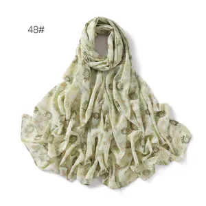 Floral print chiffon scarf, lightweight sunscreen silk shawl, versatile fashion accessory.