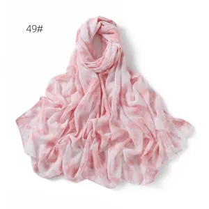 Pink tie dye chiffon scarf, lightweight spring summer sun protection fashion long shawl.