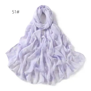 Elegant light purple tie-dye chiffon scarf, lightweight breathable summer sun protection shawl.