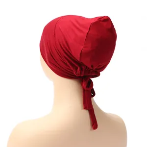 Modal elastische strik binnenmuts effen kleur verstelbare comfortabele hoofdbedekking.