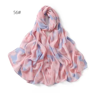 Pink blue tie-dye chiffon scarf soft lightweight stylish shawl for women daily wear
