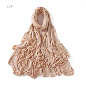 Plain modal jersey hijab scarf solid color lightweight breathable Muslim head wrap 30#