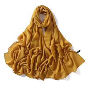 Einfarbiges Chiffon Kopftuch Schal, weicher, elegant fallender langer Damenschal für Alltag.