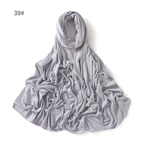 Solid color modal long scarf soft jersey hijab for women lightweight daily wear wrapping