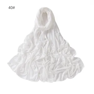 Solid color modal jersey hijab scarf for women, soft lightweight long wrap shawl white