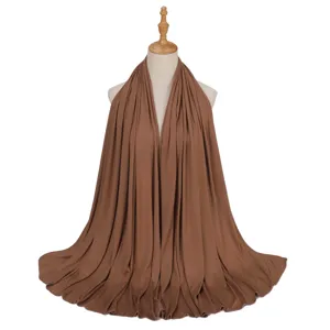 Solid color modal jersey hijab scarf, soft and breathable large size women head wrap.