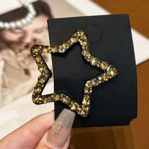 Fünfzackiger Stern Strass Haarnadel Damen Seitenklammer glänzendes Kristall Haarspange