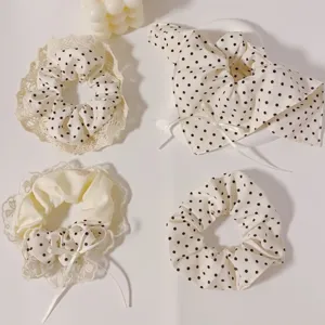 Fasce per Capelli a Pois Dolci Francesi Carino Fiocco in Pizzo Corde per Capelli Copricapo in Tessuto Accessori per Capelli per Donne