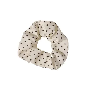 Elastico per capelli a pois dolce francese per donne, tessuto bianco simpatico accessorio.