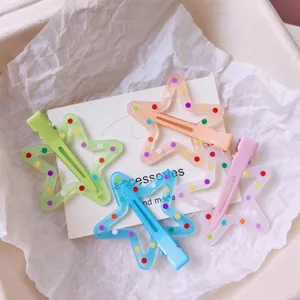 Pinzas para el pelo de estrella de lunares de color gelatina de verano accesorios
