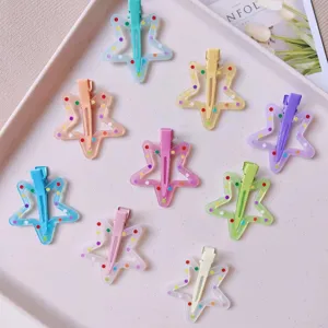 Pinzas de pelo de estrella de lunares de gelatina colorida lindas pinzas de pico de pato