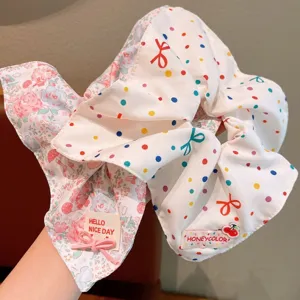 Lindo coletero grande coreano con flores, lunares, lazos y cereza para mujeres y niñas.