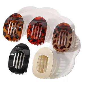 Set de pinzas para el pelo planas redondas, estampado de leopardo y accesorios de pelo sólidos.