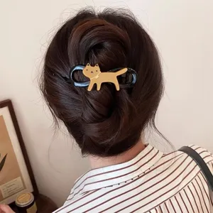 Lindo pasador de pelo de gato para mujer, pinza grande para moño, elegante accesorio de moda.