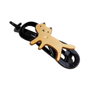 Pinza de pelo de gato negro y dorado elegante horquilla grande para mujeres accesorio estilo
