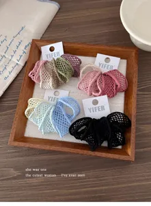Coleteros de pelo elásticos anchos de malla coloridos para bonitas coletas de mujeres detalle