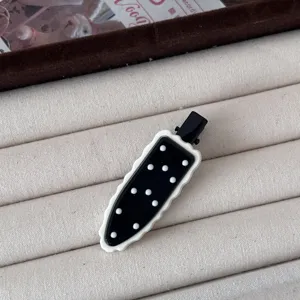 Retro pinza de pelo de lunares linda horquilla de pico de pato blanco y negro para flequillo