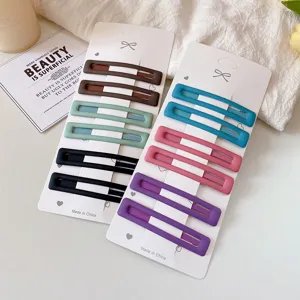 Set di fermagli per capelli rettangolari opachi, forcine minimaliste colorate per lo styling quotidiano.