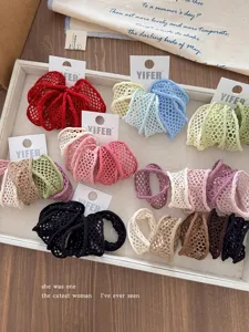 Coleteros de pelo de malla hueca colorida, soporte elástico para cola de caballo mujer