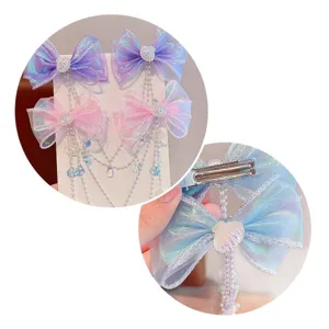 Lindo bebé sirena princesa concha borla lazo pinza para el pelo accesorios infantiles